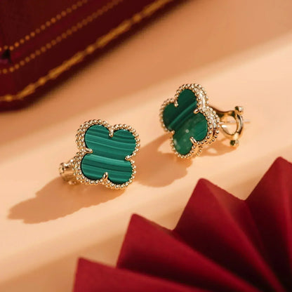 [Opulent Aurora]CLOVER MEDIUM 1 MOTIFS MALACHITE  EARRINGS