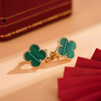 [Opulent Aurora]CLOVER MEDIUM 1 MOTIFS MALACHITE  EARRINGS