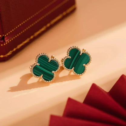 [Opulent Aurora]CLOVER MEDIUM 1 MOTIFS MALACHITE  EARRINGS