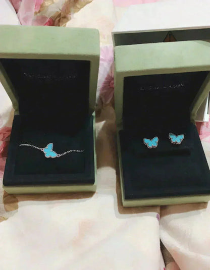 [Opulent Aurora]BUTTERFLY TURQUOISE EARRINGS SILVER