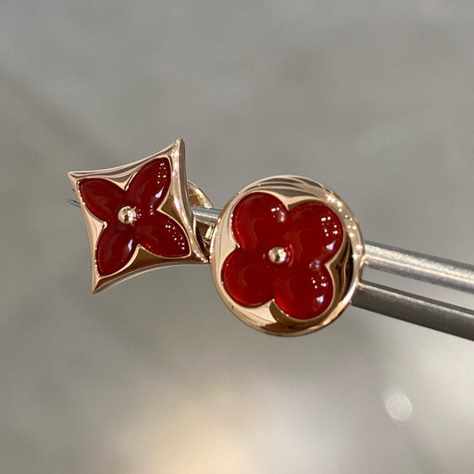 [Opulent Aurora]STAR AND SUN PINK GOLD CARNELIAN STUD EARRINGS