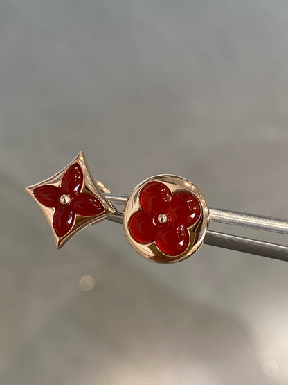 [Opulent Aurora]STAR AND SUN PINK GOLD CARNELIAN STUD EARRINGS