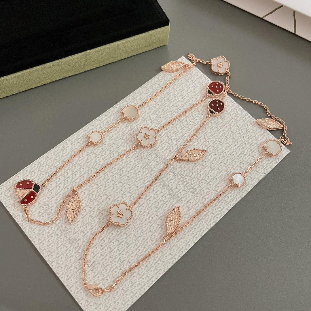 [Opulent Aurora]LUCKY SPRING 15 MOTIFS ROSE GOLD NECKLACE