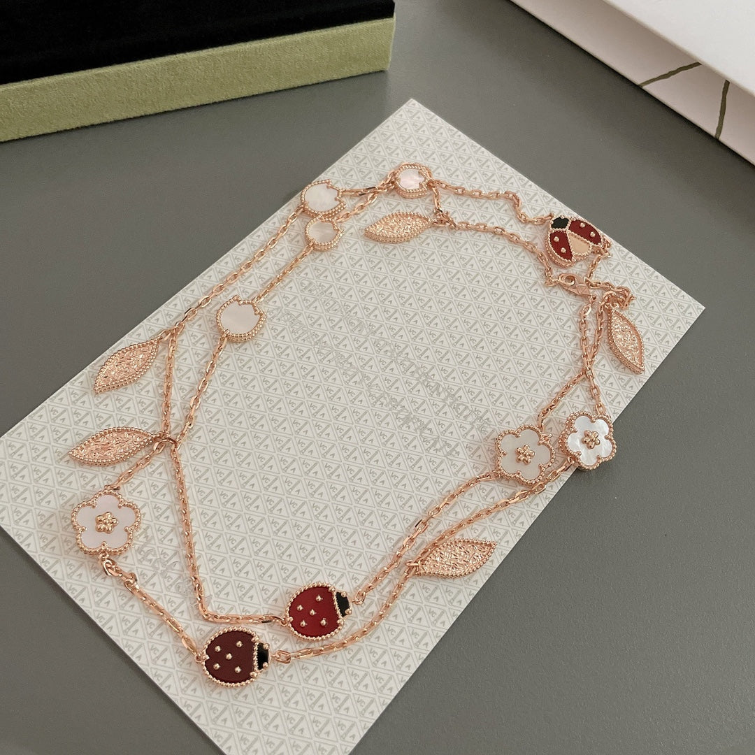 [Opulent Aurora]LUCKY SPRING 15 MOTIFS ROSE GOLD NECKLACE