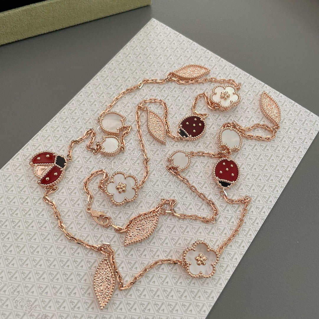 [Opulent Aurora]LUCKY SPRING 15 MOTIFS ROSE GOLD NECKLACE