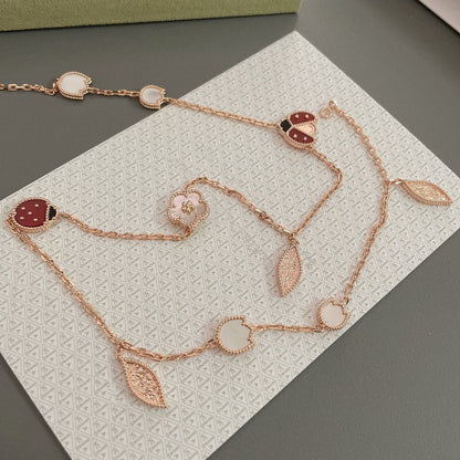 [Opulent Aurora]LUCKY SPRING 15 MOTIFS ROSE GOLD NECKLACE