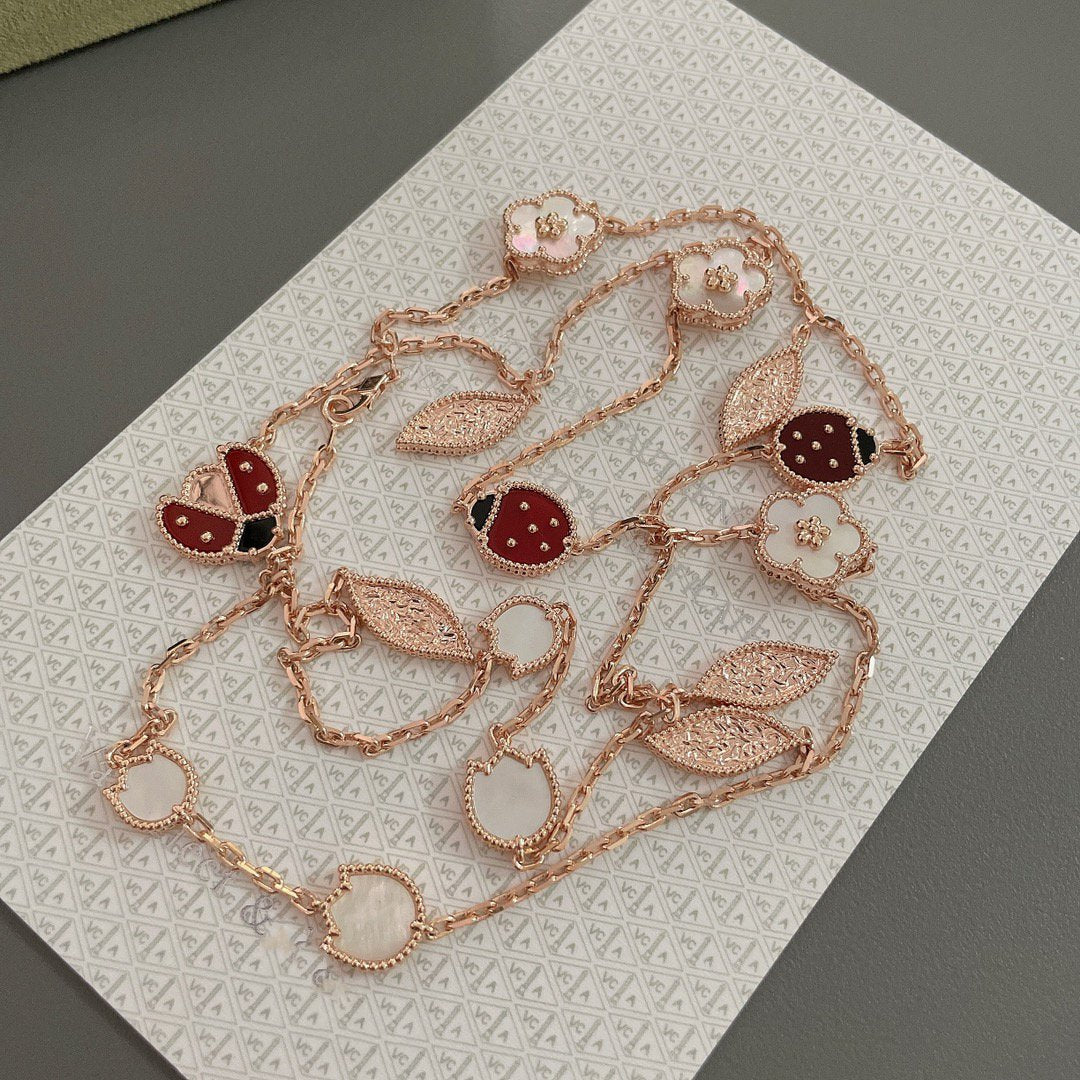 [Opulent Aurora]LUCKY SPRING 15 MOTIFS ROSE GOLD NECKLACE