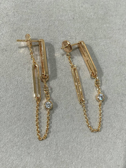 [Opulent Aurora]CHAINE CHAOS DIAMOND DROP EARRINGS