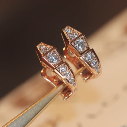 [Opulent Aurora]SERPENT PINK GOLD DIAMOND EARRINGS