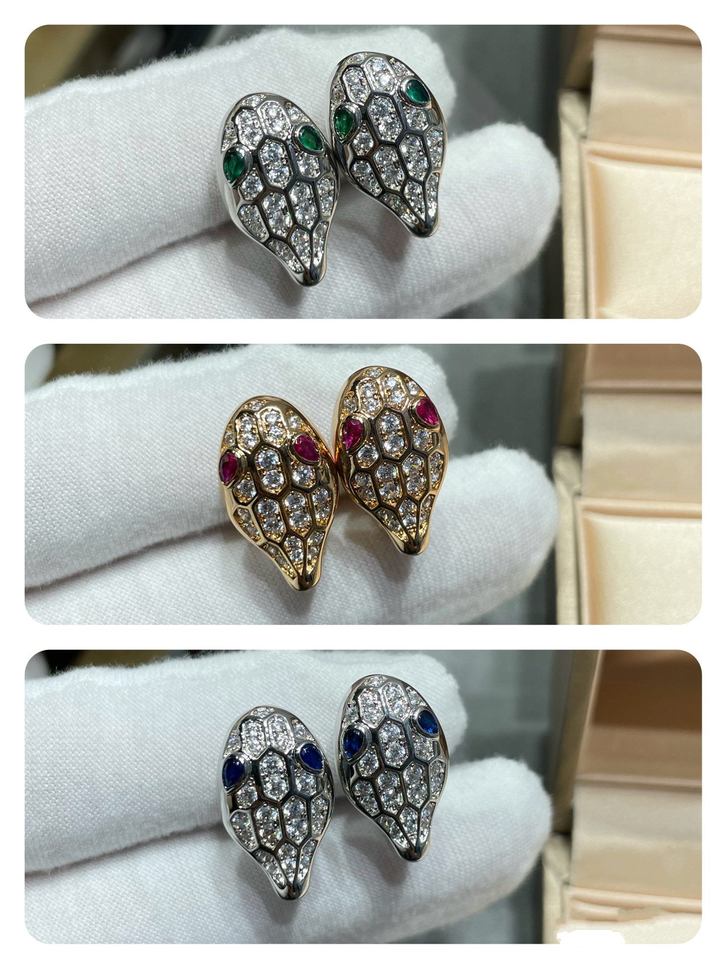 [Opulent Aurora]SERPENT DIAMOND STUD EARRINGS