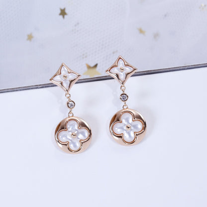 [Opulent Aurora]STAR AND SUN PINK GOLD MOP DROP EARRINGS