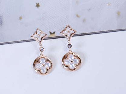 [Opulent Aurora]STAR AND SUN PINK GOLD MOP DROP EARRINGS