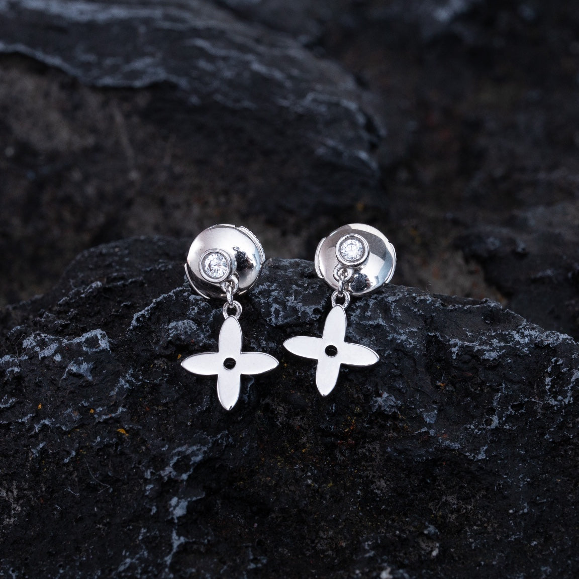 [Opulent Aurora]VIDYLLE SILVER DIAMOND MINI DROP EARRINGS