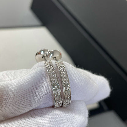 [Opulent Aurora]LOVE DIAMOND SILVER HOOP EARRINGS