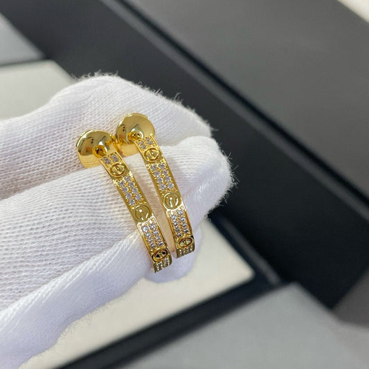 [Opulent Aurora]LOVE DIAMOND GOLD HOOP EARRINGS