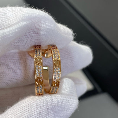 [Opulent Aurora]LOVE DIAMOND PINK GOLD HOOP EARRINGS