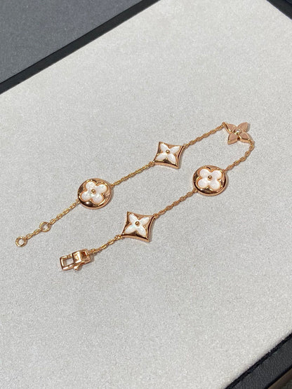 [Opulent Aurora]STAR AND SUN 5 MOTIF MOP PINK GOLD BRACELET