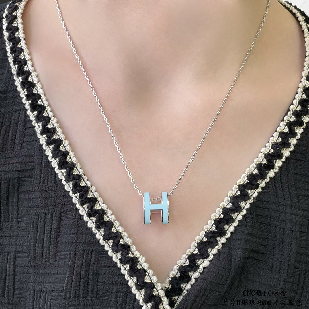 [Opulent Aurora]POP H SKY BLUE NECKLACE