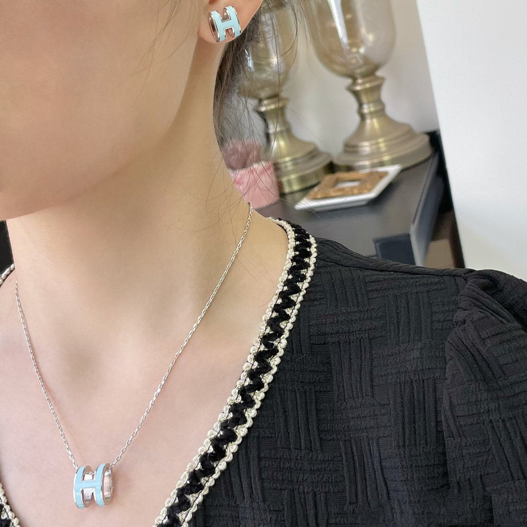 [Opulent Aurora]POP H SKY BLUE NECKLACE