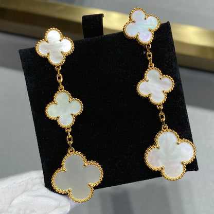 [Opulent Aurora]CLOVER MOP 3 MOTIFS GOLD EARRINGS