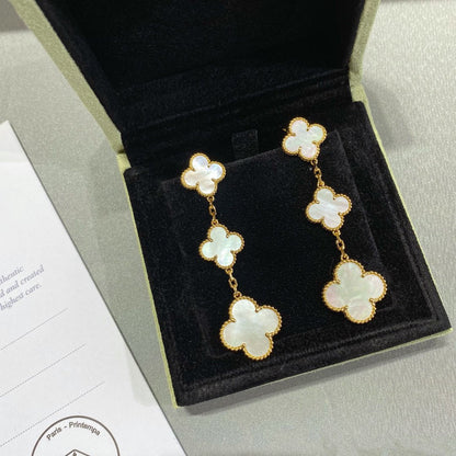 [Opulent Aurora]CLOVER MOP 3 MOTIFS GOLD EARRINGS