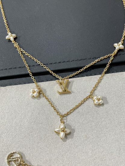 [Opulent Aurora]FLOWERGRAM GOLD MOP DOUBLE ROW NECKLACE