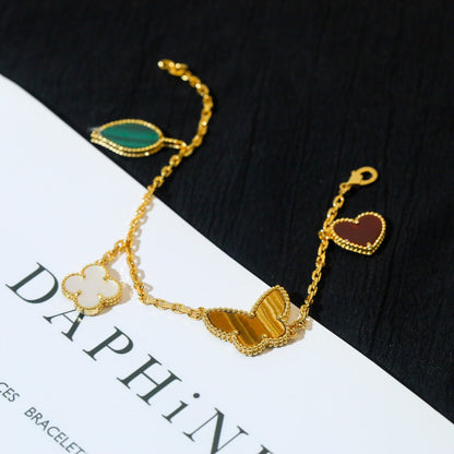 [Opulent Aurora]LUCKY SPRING 5 MOTIF GOLD BRACELET