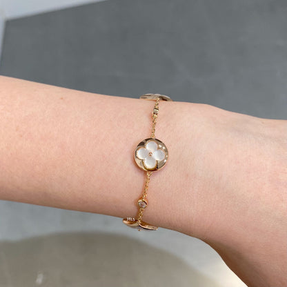 [Opulent Aurora]STAR AND SUN 4 MOTIF WHITE MOP PINK GOLD BRACELET