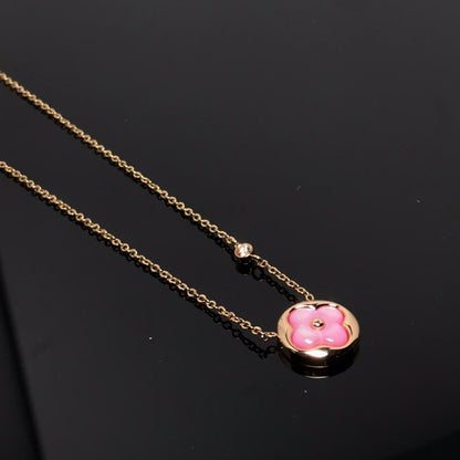 [Opulent Aurora]COLOR BLOSSOM PINK MOP SUN GOLD NECKLACE