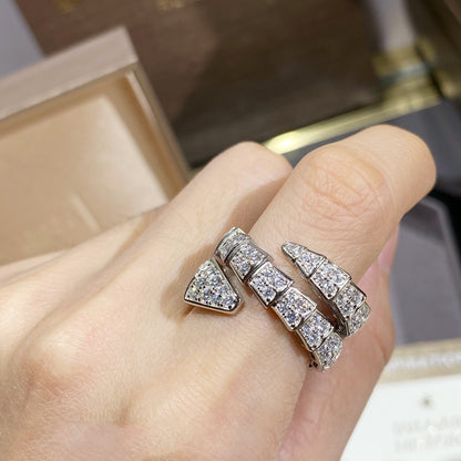 [Opulent Aurora]SERPENTI DOUBLE RING SILVER DIAMOND PAVED