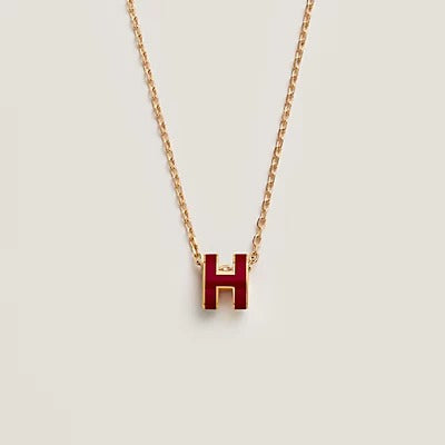 [Opulent Aurora]HM CLIC RED ENAMEL GOLD NECKLACE