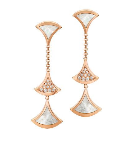 [Opulent Aurora]DREAM EARRINGS 3 MOTIFS DIAMOND MOP PINK GOLD