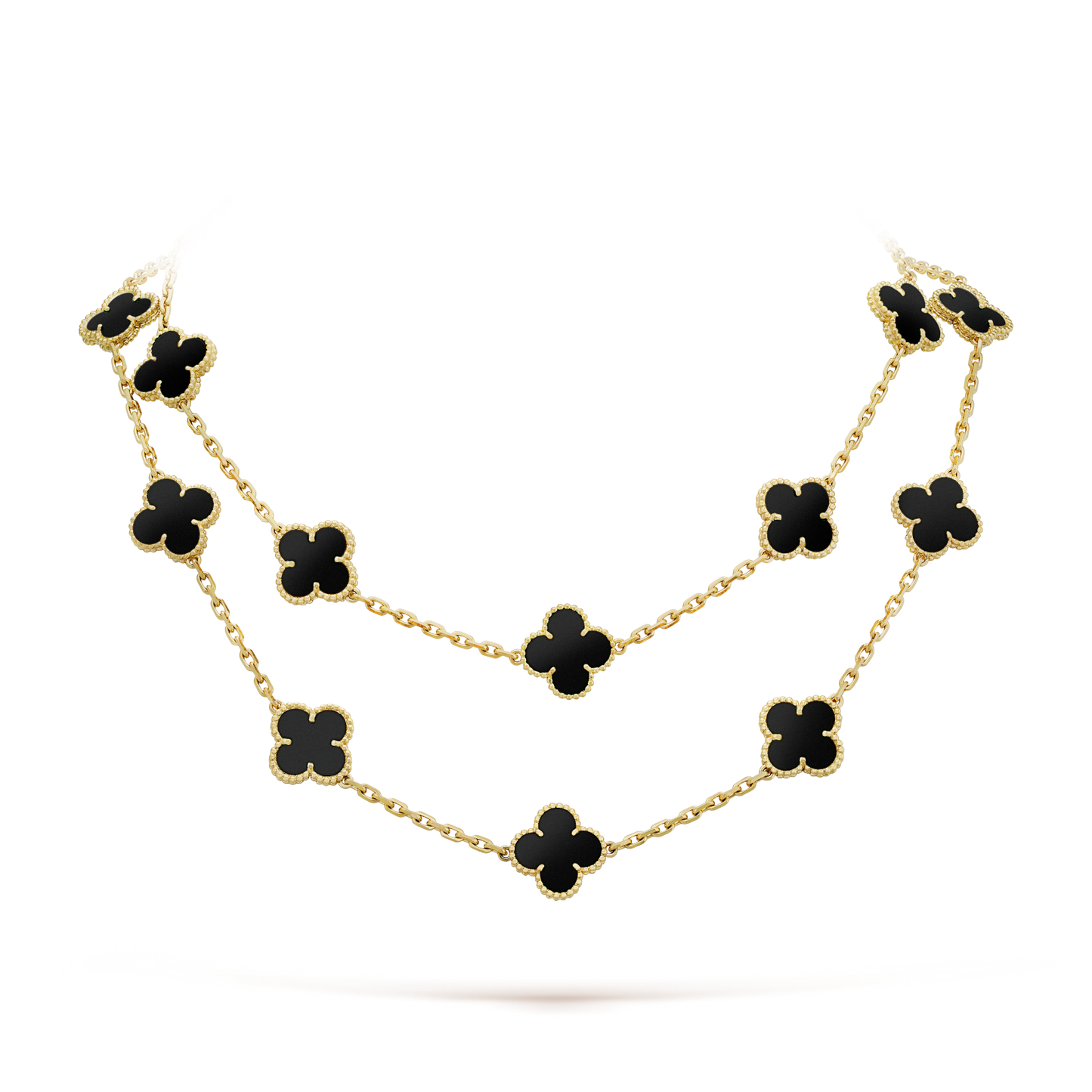 [Opulent Aurora]CLOVER 20 MOTIFS ONYX NECKLACE