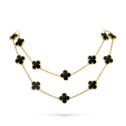 [Opulent Aurora]CLOVER 20 MOTIFS ONYX NECKLACE