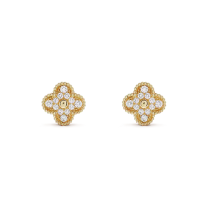 [Opulent Aurora]CLOVER MEDIUM 1 MOTIFS FUll DIAMOND EARRINGS