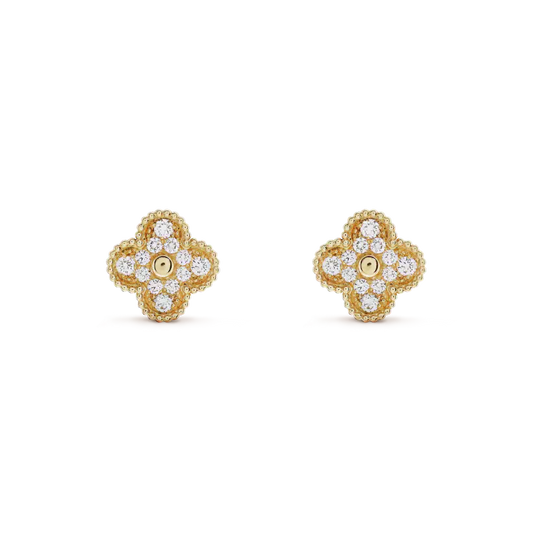 [Opulent Aurora]CLOVER MEDIUM 1 MOTIFS FUll DIAMOND EARRINGS