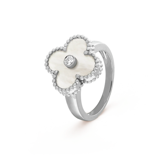 [Opulent Aurora]CLOVER SILVER MOP DIAMOND RING