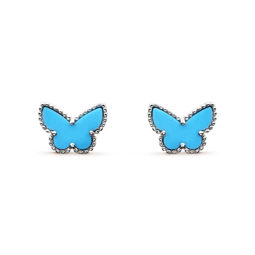 [Opulent Aurora]BUTTERFLY TURQUOISE EARRINGS SILVER