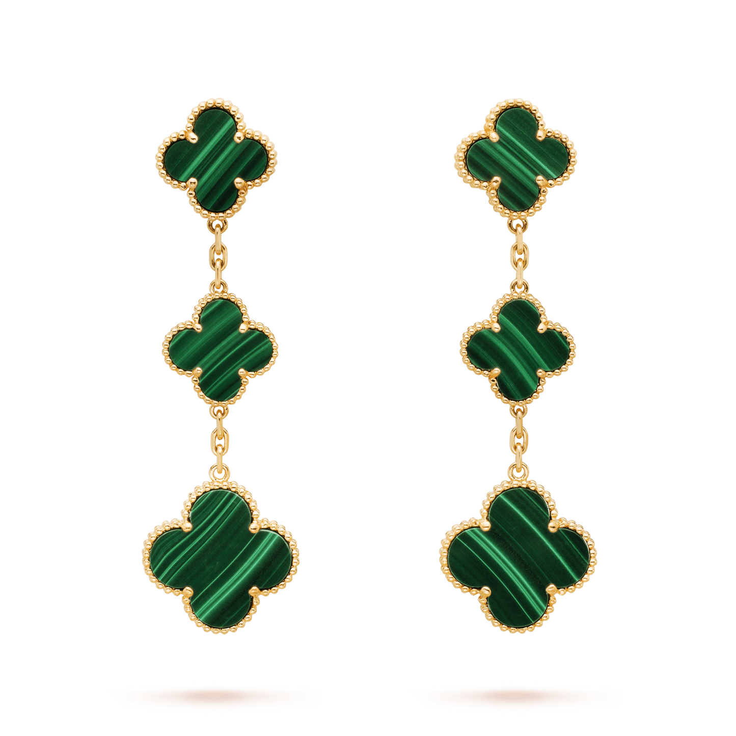 [Opulent Aurora]CLOVER MALACHITE 3 MOTIFS GOLD