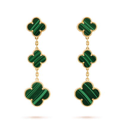 [Opulent Aurora]CLOVER MALACHITE 3 MOTIFS GOLD