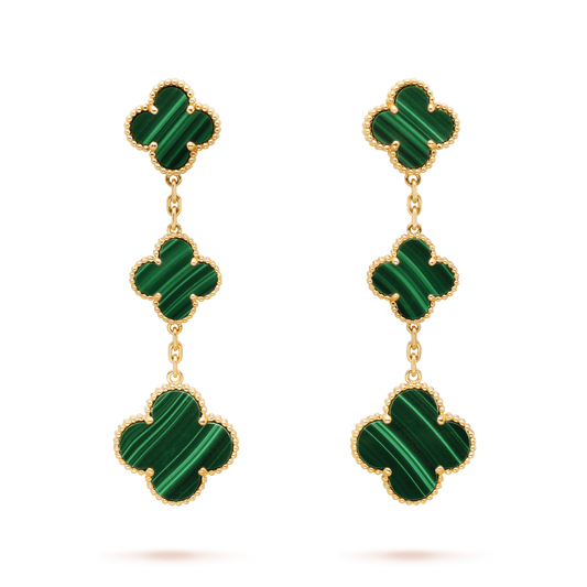 [Opulent Aurora]CLOVER MALACHITE 3 MOTIFS GOLD