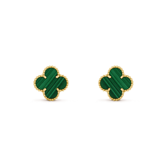 [Opulent Aurora]CLOVER MEDIUM 1 MOTIFS MALACHITE  EARRINGS