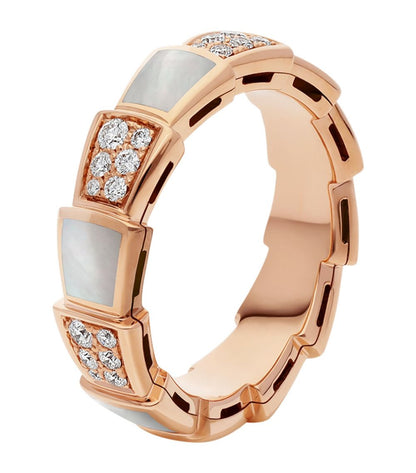 [Opulent Aurora]SERPENTI RING PINK GOLD MOP DIAMOND PAVED 4MM