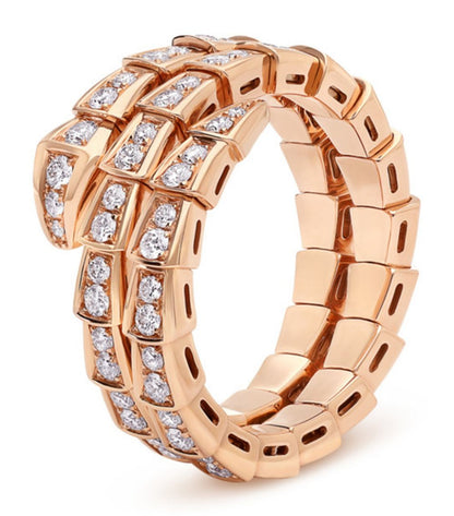 [Opulent Aurora]SERPENTI RING PINK GOLD DIAMOND DOUBLE ROW