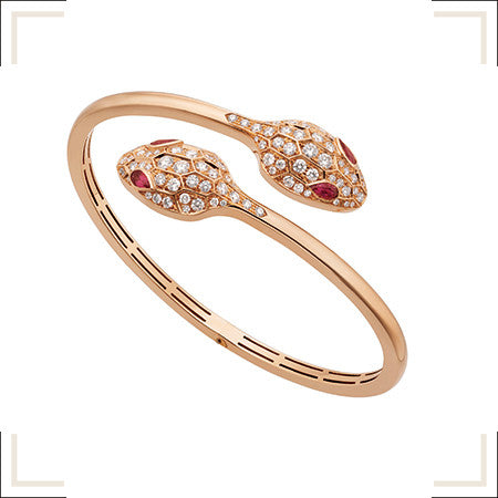 [Opulent Aurora]SERPENTI BRACELET PINK GOLD DIAMOND DOUBLE SNAKE