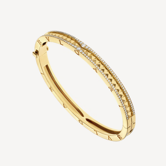 [Opulent Aurora]ZERO 1 SPIRAL AND PAVED DIAMOND GOLD BRACELET