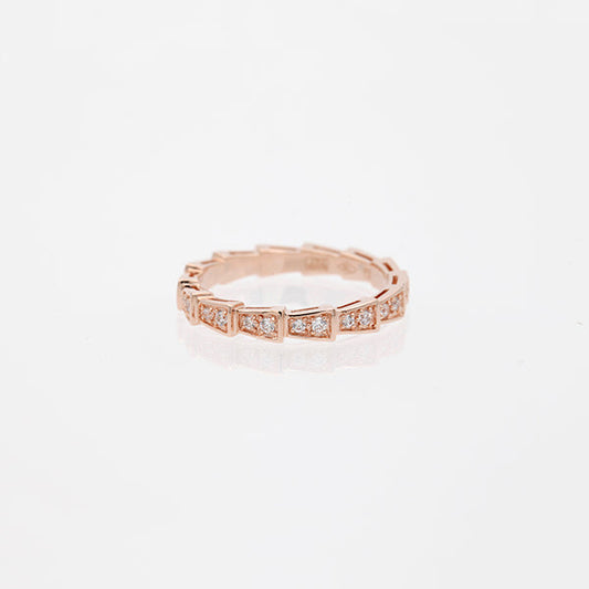 [Opulent Aurora]SERPENTI RING PINK GOLD DIAMOND PAVED 3MM