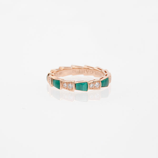 [Opulent Aurora]SERPENTI RING PINK GOLD MALACHITE DIAMOND 3MM