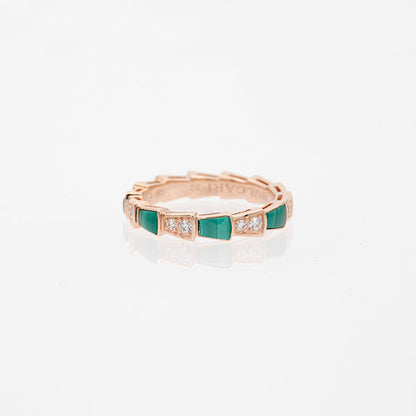 [Opulent Aurora]SERPENTI RING PINK GOLD MALACHITE DIAMOND 3MM