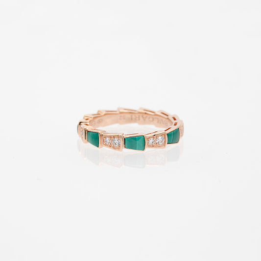 [Opulent Aurora]SERPENTI RING PINK GOLD MALACHITE DIAMOND 3MM